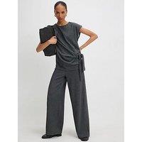 River Island Pinstripe Drawstring Wide Leg Trousers