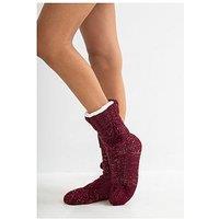 Pour Moi Cosy Cable Knit Lined Slipper Sock