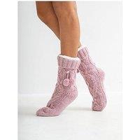 Pour Moi Cosy Cable Knit Lined Slipper Sock