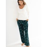 Pour Moi Rib Jersey Lace Trim Henley Top And Trouser Pyjama Set