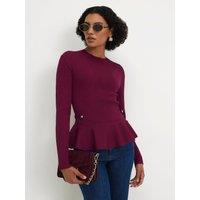 River Island Red Knit Peplum Top - Red