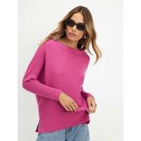 River Island Wide Neck Rib Knit Jumper - Pink