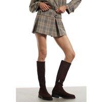 River Island Faux Suede Knee High Boots - Brown