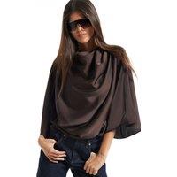 River Island Asymmetric Draped Top - Brown