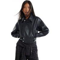 River Island Petite Faux Leather Zip Jacket - Black