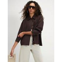 River Island Faux Suede Long Sleeve Overshirt - Brown