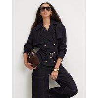 River Island Denim Belted Trench Coat - Blue