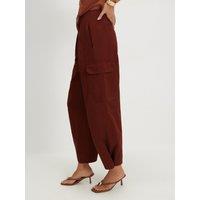 River Island Twill Pleat Front Barrel Leg Trousers - Red