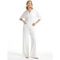 River Island Slouchy Textured Polo Top Set - Cream