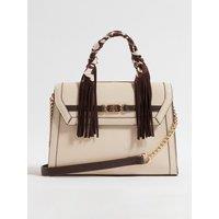 River Island Fringe Scarf Tote Bag - Cream