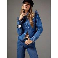 River Island Frill Victoriana Denim Jacket - Blue