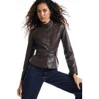 River Island Faux Leather Fitted Drummer Jacket