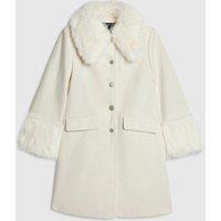 River Island Petite Faux Fur Trim Coat
