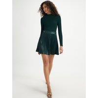 River Island Hybrid Knit Pleat Hem Mini Dress