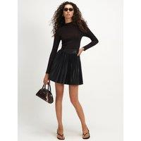 River Island Hybrid Knit Pleat Hem Mini Dress