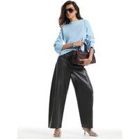 River Island Faux Leather Seamed Barrel Leg Trousers