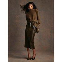 River Island Faux Leather Corset Pencil Midi Skirt
