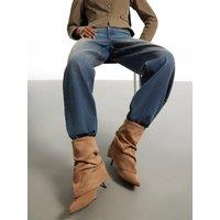 River Island Faux Suede Ruched Folded Ankle Boots