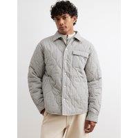 River Island Beige Cotton Quilted Check Overshirt