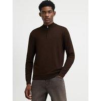 River Island Slim Fit Half Zip Jumper - Brown