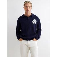 River Island Regular Fit Monogram Cosy Knit Jumper - Blue