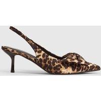 River Island Leopard Bow Kitten Heel Court Shoes - Brown
