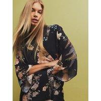 River Island Floral Print Kimono - Black