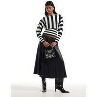River Island Faux Leather A Line Midi Skirt - Black