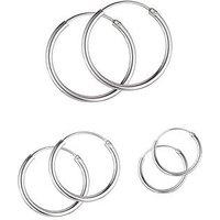 The Love Silver Collection Sterling Silver Set Of 3 Hoop Earrings