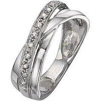 Love Diamond 9 Carat White Gold 8 Point Diamond Crossover Band Ring