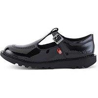 Kickers Kick T-Bar Patent Leather Shoe - Black