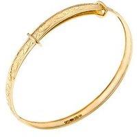 Love Gold 9 Carat Yellow Gold Baby Double Heart Pattern Expander Bangle