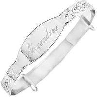 The Love Collection Sterling Silver Babies Celtic Diamond Set Personalised Id Expander Bangle