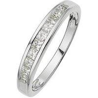 Love Diamond 18-Carat White Gold 50 Point Princess Cut Diamond Half Eternity Ring
