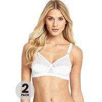 Playtex Cross Your Heart Non-Wired Bra 2 Pack P01652 Womens Full Cup Twin Pack