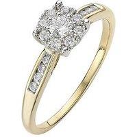 Love Diamond 9 Carat Yellow Gold 28 Point Cluster Ring With Stone Set Shoulders