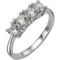 Love Gem Sterling Silver White Cz 4-Stone Dress Ring