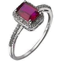 The Love Collection 9 Carat Gold 6 Point Diamond And Ruby Ring