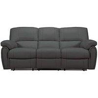 Leighton Leather/Faux Leather High Back 3 Seater Recliner Sofa - Black