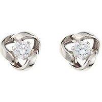 The Love Collection 9 Carat White Gold 6.5Mm Cubic Zirconia Knot Earrings