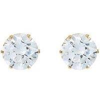 Love Gold 9 Carat Yellow Gold 6Mm Cubic Zirconia Stud Earrings