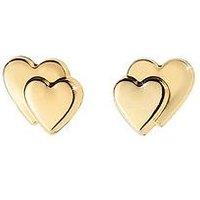 Love Gold 9 Carat Gold Heart On Heart Earrings In Red Heart Box