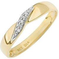 Love Diamond 9-Carat Yellow Gold Twist Diamond Set Wedding Band 3 Mm