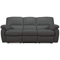 Leighton Leather/Faux Leather High Back 3 Seater Power Recliner Sofa - Black
