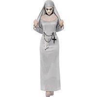 Gothic Nun Costume With Grey Dress And Headpiece