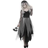 Graveyard Bride Costume With Dress And Rose Veil