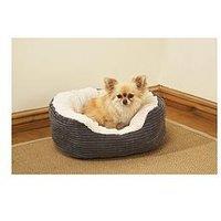 Rosewood Grey Jumbo Cord & Cream Plush Dog Bed - 25 Inch