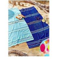 Catherine Lansfield Rainbow Beach Towel Pair Blue & Aqua