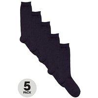 The Very Collection Girls 5 Pack Cotton-Rich Knee High Socks - Navy