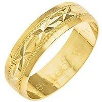 The Love Collection 9Ct Yellow Gold Diamond Cut 6Mm Wedding Band With Message 'Sealed With A Kiss'